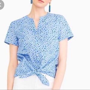 J.crew blue floral cropped button down size small